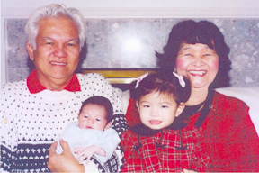 Roger & Edith with grandkids
